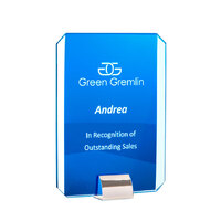 Rectangle Blue Glass/Silver Stand