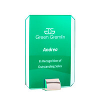 Rectangle Green Glass/Silver Stand