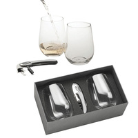 E1780: Two Stemless Wine Glasses and Waiters Friend