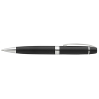 E674BK: Casarotto Ballpoint Pen. Metal Pen in Matt Black Finish With Shiny Silver Accents.